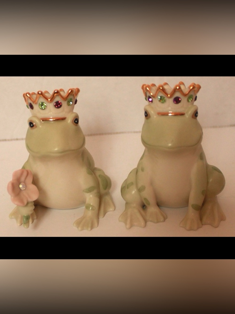 Lenox Fine China Porcelain Jeweled King & Queen Salt & Pepper Shaker White/Green